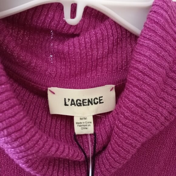 L'Agence Sleeveless Turtleneck in Deep Fuchsia Metallic - Picture 4 of 6